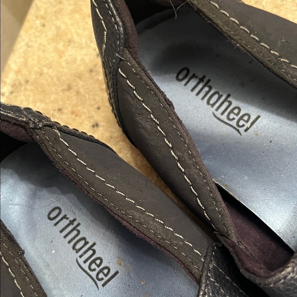 Orthaheel Navy Leather Loafers with Strap - Picture 3 of 8